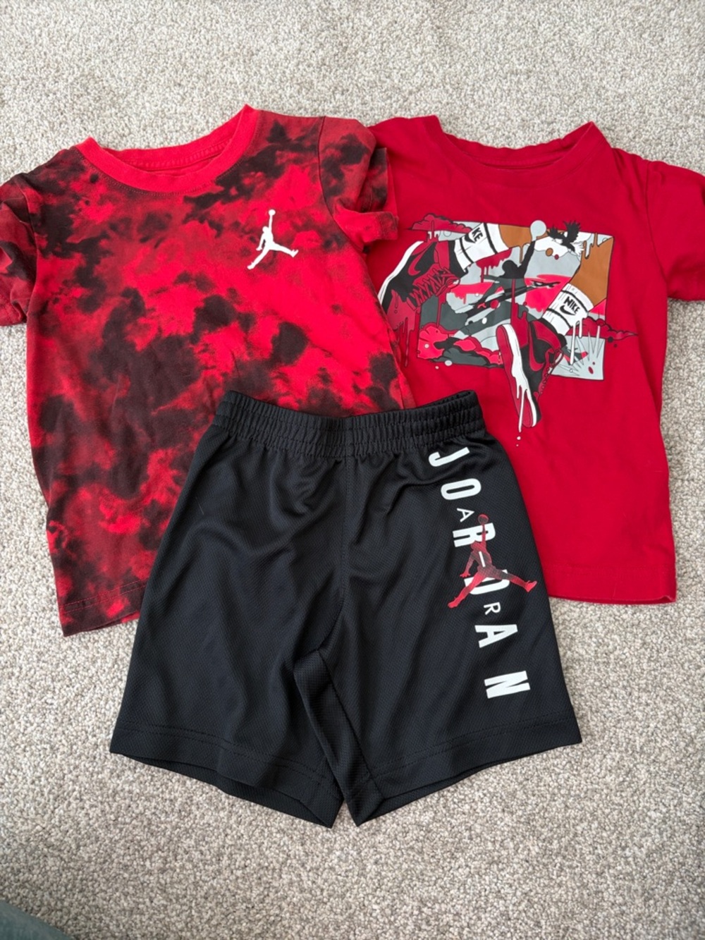 Jordan Kids Red & Black Tee and Shorts Matching Set